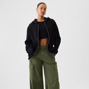 GAP Vintage Soft Full-Zip Hoodie Unisex Size XS - Black